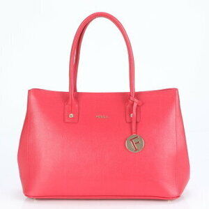 Furla gold logo charm leather tote bag shoulder pink
